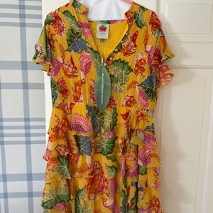 Farm Rio Yellow Beaks & Bananas Mini Dress